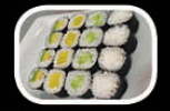 Maki de pepino, maki de aguacate, maki de nabo y maki de queso (4p de cada)